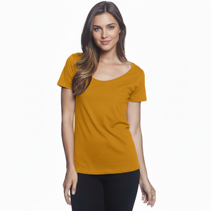 เสื้อยืดแขนสั้นลำลองสำหรับผู้หญิง ลายเรียบ ผ้าระบายอากาศน้ำหนักเบา รับสกรีนโลโก้ เสื้อผู้หญิง ท็อปผ้าถักเจอร์ซีย์ - Product Image 1