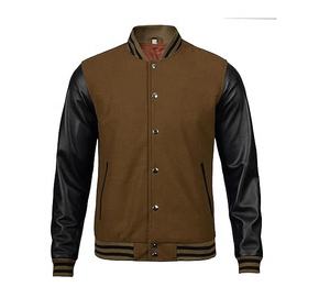 Chaqueta Varsity de Lana para Hombre con Mangas de Cuero Genuino, Parches Bordados Personalizados, Tallas Grandes, Decoración Invernal para Hombre - Product Image 1
