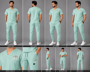Conjunto de Uniforme Médico para Hombre, Cuello en V, Color Verde Menta, Tela de Algodón y Poliéster, Uniformes de Hospital - Product Image 5