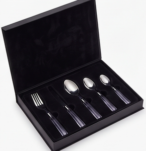 Elegant Flatware Set With <b>Plastic</b> Handles High <b>Mirror</b> Polish Dishwasher Safe For Wedding Occasion Silver Color Metal Cutlery - Product Image 6