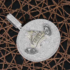 Colgante Redondo Personalizado, Colgante Hip Hop con Incrustaciones de Diamantes, Colgante de Moissanita con Pavé Completo, Collar de Lujo para Raperos, Joyería Hip Hop con Logotipo Personalizado - Product Image 2
