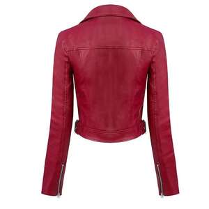 Women's Original Sheep Skin Leather Jacket (<b>3</b> Colors) Biker with Zip Pockets Stripe Waterproof Windproof Regular Coat for Winter - Product Image 3