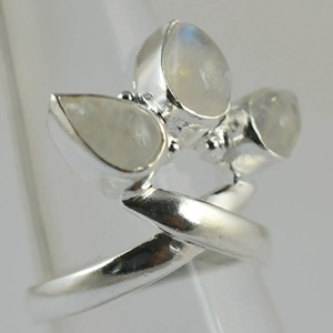 Rainbow Moonstone <b>Ring</b> 925 Sterling <b>Silver</b> Handmade <b>Statement</b> Promise <b>Ring</b> for Women Boho Pear June Birthstone Jewelry - Product Image 3