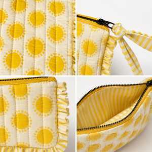 Yellow Polka Dot Coin Purse Quilted Zipper <b>Pouch</b> Ruffle Change Bag for Daily Carry - Product Image 2