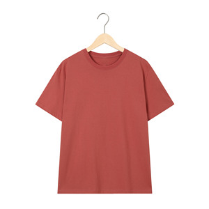 T-shirt en coton pur 205g pour homme, couleur unie, col ample, tissu tricoté, avec logo personnalisé brodé ou imprimé, idéal pour l'été - Product Image 3