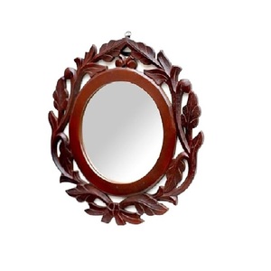 <b>Large</b> Round Wooden <b>Frame</b> Wall Mirror Elegant Wall Mounted Vanity Mirror for Home Decor - Product Image 2
