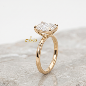 Anillo de Compromiso Solitario de Oro de 18K con Corte Radiante, Anillo de Boda de Lujo con Forma de Esmeralda, Joyería Nupcial Elegante - Product Image 2
