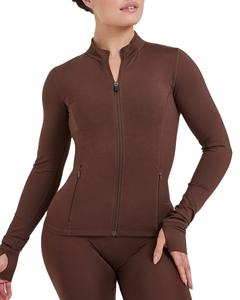 Hot Selling Winter Women's Zipper Jackets Slim Fit Tight <b>Long</b> <b>Sleeve</b> <b>Gym</b> <b>Tops</b> Custom Fitness Sports Outwear Plus Size Printed - Product Image 3