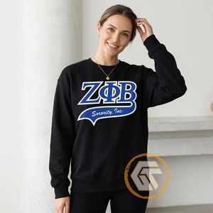 เสื้อสเวตเตอร์คอลูกเรือสำหรับผู้หญิงปกติแบบปักลายเสื้อยืดคอกลมสำหรับฤดูหนาวสีพื้น Zeta phi Beta - Product Image 2