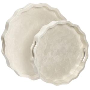 Ensemble de plateaux de service ronds en résine polie, design moderne et luxueux avec poignées, écologiques, compatibles lave-vaisselle, pour la table à manger - Product Image 1