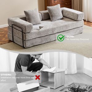 Divano Letto Convertibile Comodo con Supporto Lombare a Cuscino e Braccioli, Futon Lounge Sleeper C-Product - Product Image 6