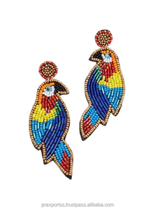 Boucles d'oreilles pendantes tendance motif fleur bohème en perles de rocaille, design alimentaire original, détail moutarde, style affirmé, pour soirée, cadeau mode - Product Image 4