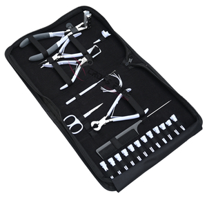 Kit d'outils pour extensions de cheveux blancs avec pinces à micro-anneaux pour pose et retrait, coupe-keratine et pinces de sectionnement - Product Image 1