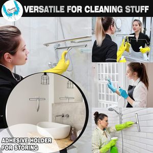 Raclette de douche polyvalente en acier inoxydable argenté de 10 pouces pour portes de douche, miroirs et carreaux – Produit de qualité supérieure - Product Image 5