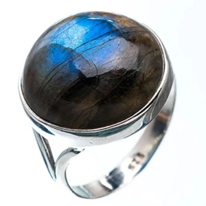 <b>Labradorite</b> <b>Ring</b> 925 Sterling Silver Handmade Boho Statement Promise Jewelry for Women Natural Round Shape Gemstone Jewelry - Product Image 1