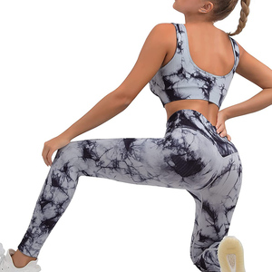 Unisex Plus Size Solid 2-Piece Yoga Set Cross-Back Bras Gym Leggings with Belt Lace Digital Print Washed Quick Dry Breathable - Product Image 4