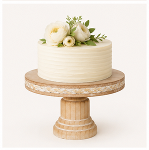 Soporte para Pastel de Madera Rústico Hecho a Mano con Base Acanalada, Elegante Plato Redondo de Madera para Exhibición de Postres, para Decoración de Bodas y Hogar - Product Image 4