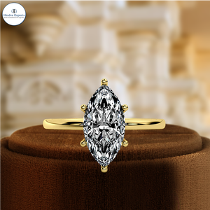Bague de fiançailles en diamant de laboratoire taille marquise 1 carat, bague de mariage en or 14 carats avec halo caché, bague solitaire de mariée, bague en diamant vintage - Product Image 1