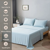 Parure de lit 4 pièces en microfibre 300 fils, unie, géométrique, douce, respirante, légère, durable, écologique, rafraîchissante, toutes saisons