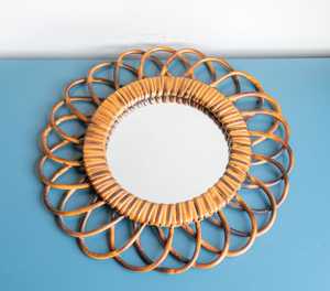 Luxury Bamboo <b>Cane</b> <b>Mirror</b> Handwoven Rattan Wall <b>Mirror</b> for Contemporary Home Decoration - Product Image 1