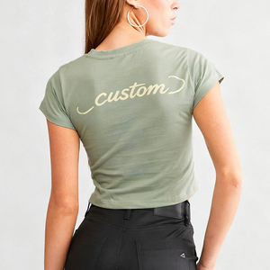 Camiseta de Cuello Redondo con Bordado 3D de Estilo Americano, Camiseta de Verano para Mujer, de Algodón Puro, de Manga Corta, Estilo Hot Girl - Product Image 1
