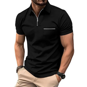 Men's Fashionable Summer Quarter Zipper Golf <b>Polo</b> T-<b>Shirt</b> Cotton <b>with</b> <b>Polo</b> Collar and Front <b>Pocket</b> Breathable <b>Polo</b> <b>Shirts</b> Mens - Product Image 1