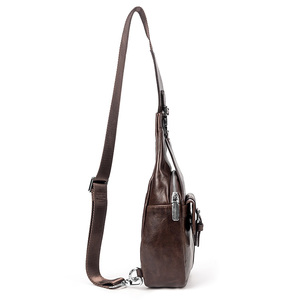 Bolsa de Viaje de Cuero Genuino de Alta Calidad de Fábrica, Bolsa de Cintura de Cuero, Bolsa de Pecho de Cuero para Hombre - Product Image 4