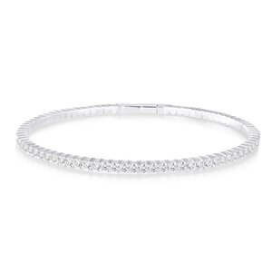 Bracelet flexible en or 14 carats plaqué rhodium avec diamant de laboratoire rond certifié IGI, design élégant et luxueux pour femmes, idéal pour un mariage - Product Image 1