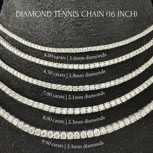 สร้อยคอเพชรทรงบริลเลียนต์ Dada Diamond Jewellery รับรองโดย IGI น้ำหนัก 3-10 กะรัต ความยาว 16 นิ้ว ทองคำแท้ 14K เหมาะสำหรับงานปาร์ตี้ งานแต่งงาน ของขวัญสำหรับเขาและเธอ - Product Image 1