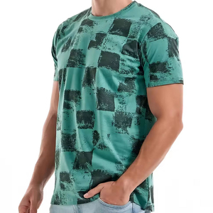 T-shirts d'été pour hommes en popeline de polyester/coton imprimée, respirants, coupe classique, décontractés, manches courtes - Product Image 1