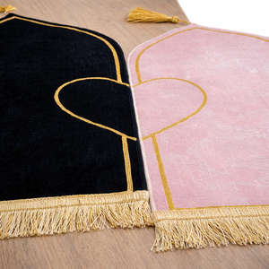 Juego de Alfombras de Oración Islámicas para Esposo y Esposa, Hechas a Mano con Lana/Seda, Diseño Abstracto, Antibacterianas, Aptas para Mascotas, con Base de Yute de Pelo Corto - Product Image 2