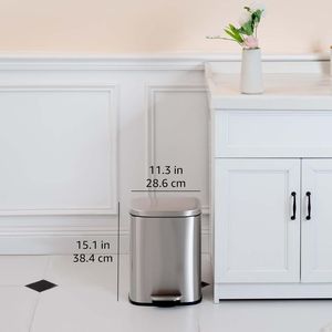 12 Liter/3.1 Gallon Satin Nickel Step Pedal Trash Can Soft-Close <b>Lid</b> Removable Inner Bucket Brushed Stainless Steel Waste <b>Bins</b> - Product Image 3