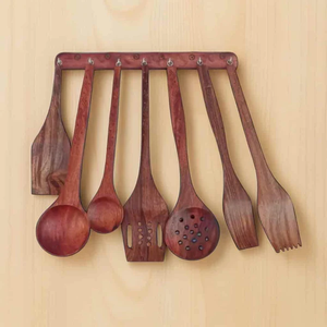 Cuchara de Madera Maciza Hecha a Mano para Cocina, Segura para Utensilios Antiadherentes, Mango Largo, Utensilio de Cocina Duradero - Product Image 1