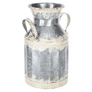 Seau à fleurs galvanisé de style français, taille moyenne, en forme de bidon à lait, parfait pour la décoration intérieure et extérieure de la maison et du jardin - Product Image 1