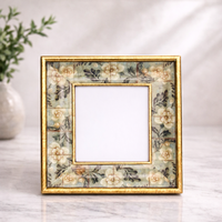 Cadre photo rectangulaire horizontal vintage en laiton décoratif floral, fait main, finition antique polie, luxe, pour table, décoration intérieure