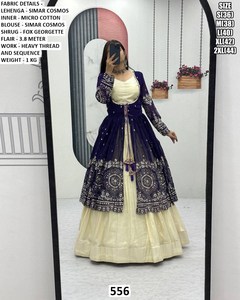 Vestido Anarkali Bandhani Noorjahan Elegante, Largo hasta el Suelo, Bordado, en Tela Simar, con Capas, para Bodas Indias/Pakistaníes, Fiestas y Diwali - Product Image 4