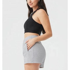 Shorts de Cintura Alta 100% Algodón para Mujer, Color Sólido, para Gimnasio, Entrenamiento, Running, Fitness, Ejercicio, con Bolsillos, OEM, ODM - Product Image 2