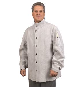 Veste de soudeur en cuir résistante à la chaleur et colorée pour hommes, entièrement en cuir avec poches - Product Image 1
