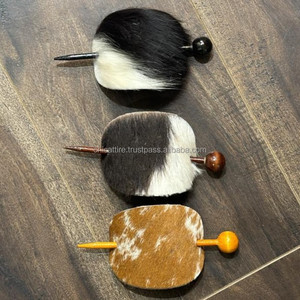 ปิ่นปักผมแบบตะวันตกทรงวงรีทำจากหนังแท้อุปกรณ์เสริมสำหรับผมของผู้หญิง - Product Image 5