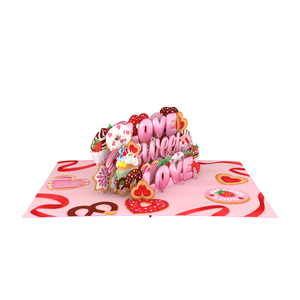 Carte artisanale de la Saint-Valentin, gâteau d'amour avec enveloppe, carte pop-up 3D, design cœur, cartes de vœux pour couple - Product Image 4
