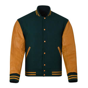 แจ็คเก็ตวาร์ซิตี้ผู้ชายสไตล์ไฮสตรีทขายส่ง ปักโลโก้ตามสั่ง หนังแท้ - Product Image 1