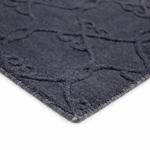 Alfombra de Lana Gris Carbón con Diseño Geométrico Tonal, Antideslizante, Ecológica, de Pelo Largo, para Sala de Estar y Dormitorio - Product Image 6
