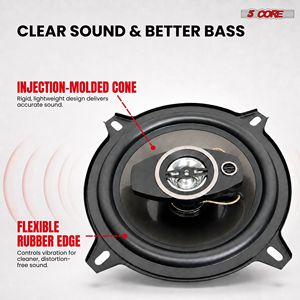Haut-parleurs coaxiaux 5.25 pouces 5 Core Car Audio, 4 pièces, 2 voies, 350W, 4 ohms, 12V, montage encastré, remplacement de woofer avec tweeters à dôme - Product Image 5