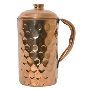 Carafe en cuivre au design innovant, motif nid d'abeille hexagonal, martelée, avec couvercle, pour eau et boissons - Product Image 1