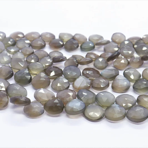 Perles de pierre de lune grise naturelle en forme de cœur, 7mm 8mm, facettées, percées sur le côté, pour la fabrication de bijoux, en vrac, prix de gros - Product Image 2