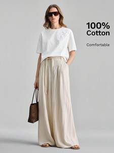 เสื้อยืดผ้าฝ้าย 100% ปักลายลูกไม้ดอกไม้ แขนสั้น สวมใส่สบาย สีขาว คอกลม เสื้อเชิ้ตหรูหราสำหรับฤดูร้อน เสื้อผู้หญิง - Product Image 5