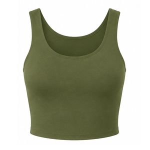 Women Knitted Short Crop Tank <b>Tops</b> Sleeveless <b>Racerback</b> Workout Shirts Yoga Gym Activewear Spandex/Polyester Quick Dry Front - Product Image 1