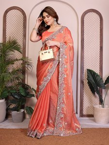 Sari indio de Bollywood, el mejor de seda, elegante y glamuroso para invierno, estilo étnico, moderno, con blusa, estilo fiesta, para Diwali - Product Image 2