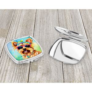 Yorkshire Terrier Hippie Dawg Compact Folding Handheld Makeup <b>Mirror</b> Decorative <b>Travel</b> Gift for Women and Girls Pocket Size - Product Image 3