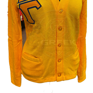 Custom Greek Sigma Rho Sorority SGRho women's sweater Embroidered Knitted College <b>Cardigans</b> yellow Sweater Greek Paraphernalia - Product Image 3